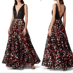 Bronx and Banco Moulin Rouge Gown maxi dress satin top embroidered tulle skirt M